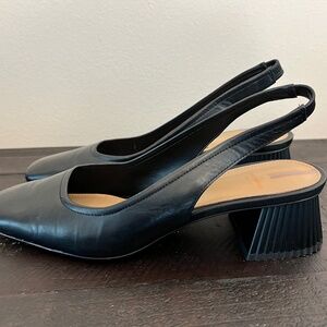 Sam Edelman Toren Black Squaretoe Slingback Block Heel - 8 1/2